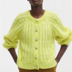 NEW GANNI relaxed mohair cardigan in egret
